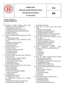Soal PAI Kelas XII SMA Swasta IRA Medan PDF