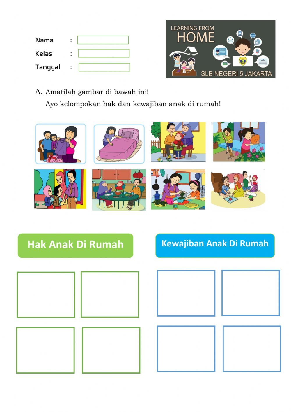 Ejercicio de Hak dan Kewajiban Anak Kartu tugas Pendidikan dasar