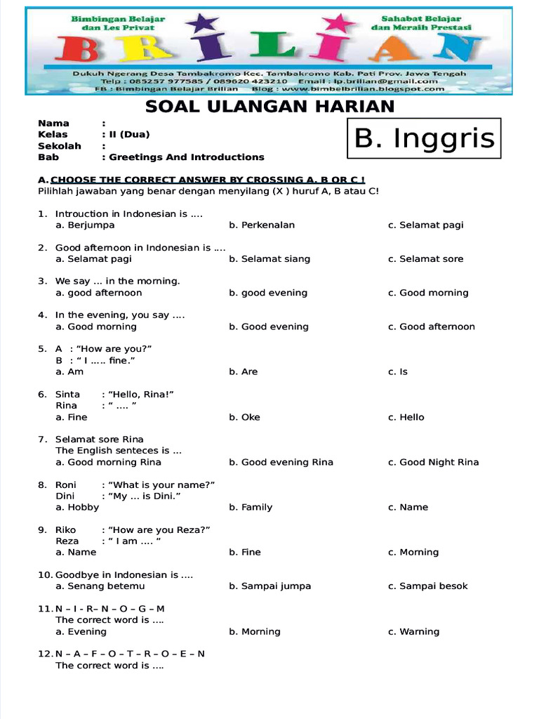 7 Contoh Soal Greeting and Introduction Kelas 4 SD yang Wajib Dikuasai di Tahun 2026