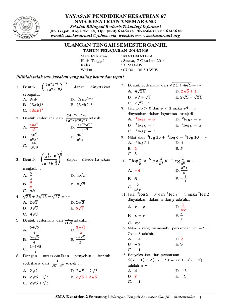 7 Rahasia Ternyata Wajib Tahu Cara Cepat Mengerjakan Soal Matematika Kelas 10 Semester 2