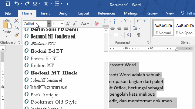 mengapa teks dicopy pada word 2007 berubah font jadi calibri