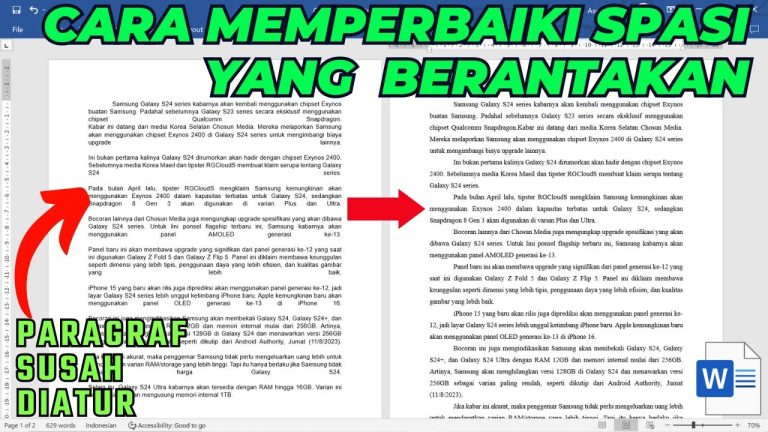 mengapa format word berubah tidak ada spasi